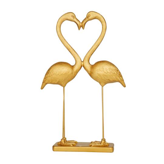 Gold Resin Eclectic Flamingo Sculpture 24" x 15" x 5"